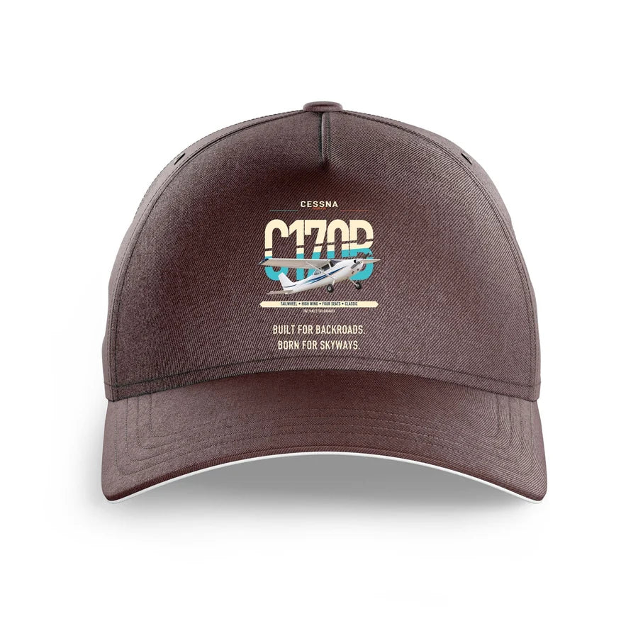 Cessna 170B design on brown printed hat