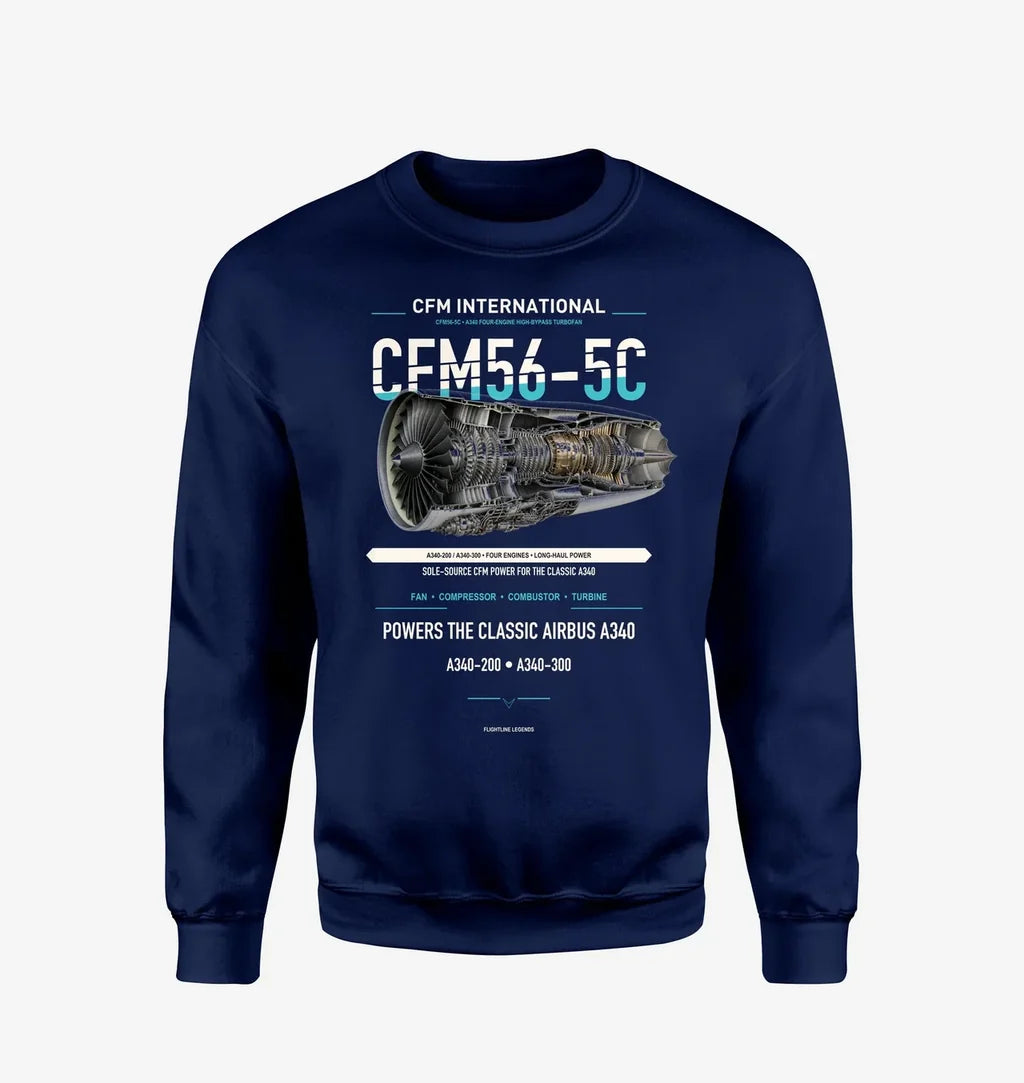 CFM56-5C design on navy blue sweatshirt