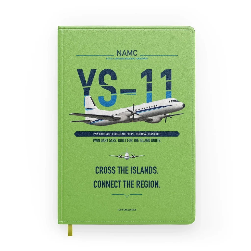 NAMC YS-11A design on light green notebook