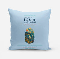 Thumbnail for Geneva Airport (GVA) design on light blue pillow