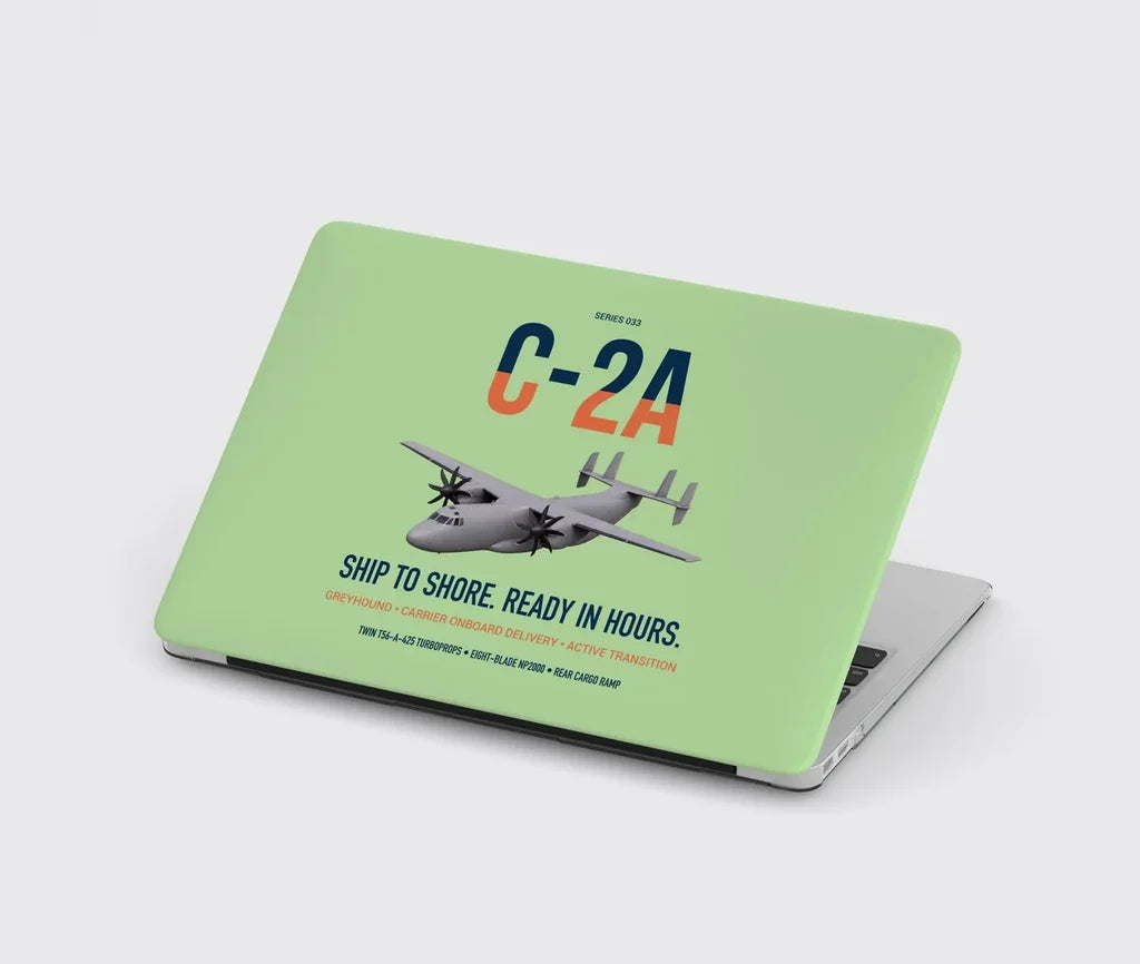 C-2A Greyhound design on light green MacBook case