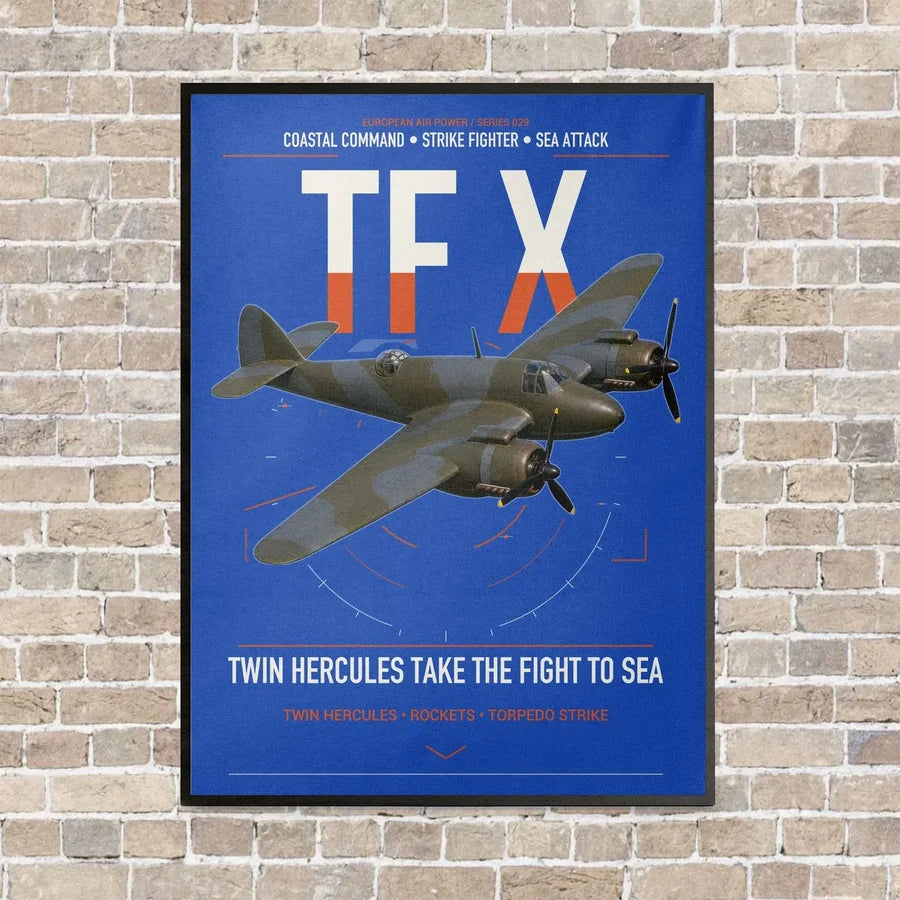 Bristol Beaufighter TF X vertical canvas print - framed - blue background
