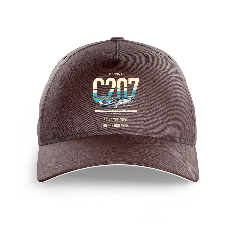 Cessna T207A Stationair 8 design on brown printed hat