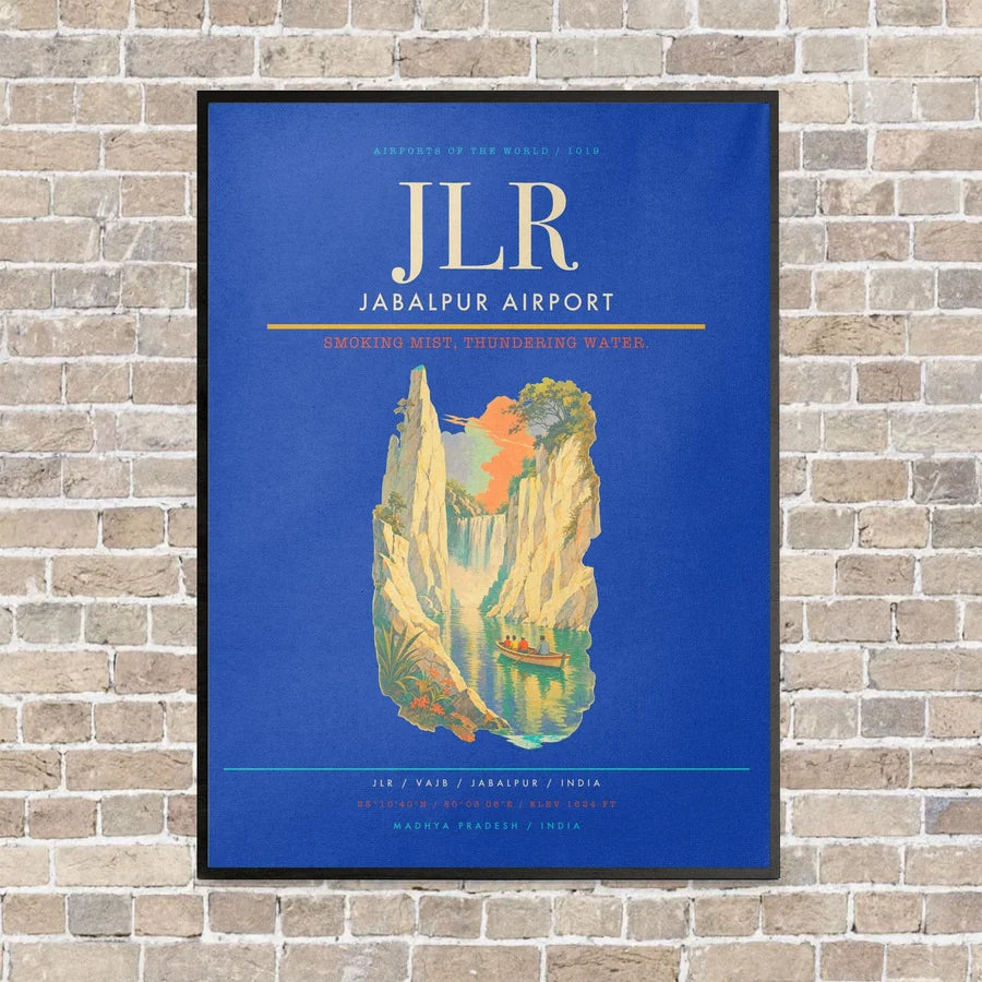 Jabalpur Airport JLR vertical canvas print - framed - blue background