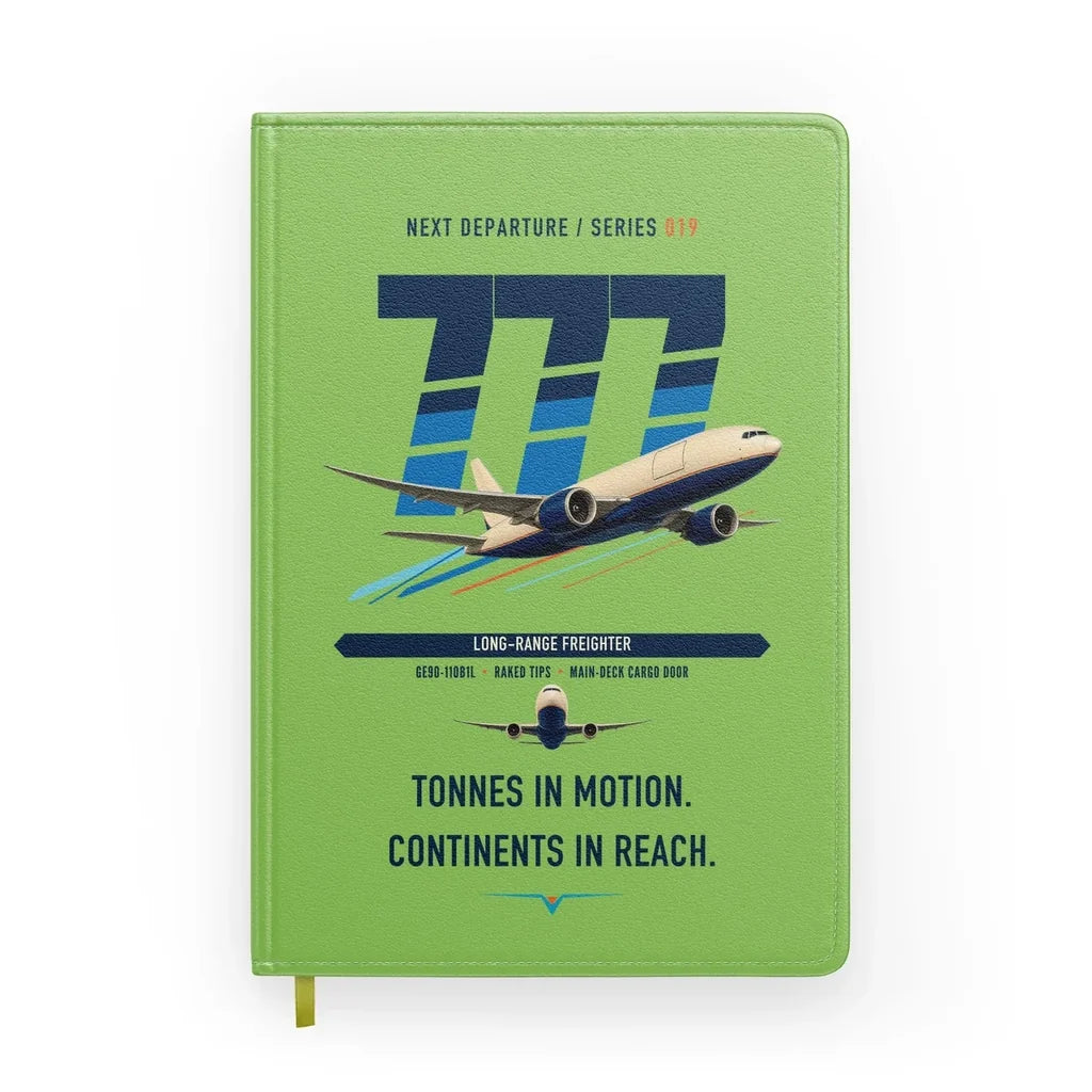 Boeing 777F design on light green notebook