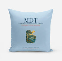 Thumbnail for Harrisburg International Airport (MDT) design on light blue pillow