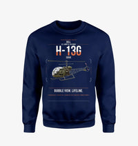 Thumbnail for Bell H-13G Sioux design on navy blue sweatshirt