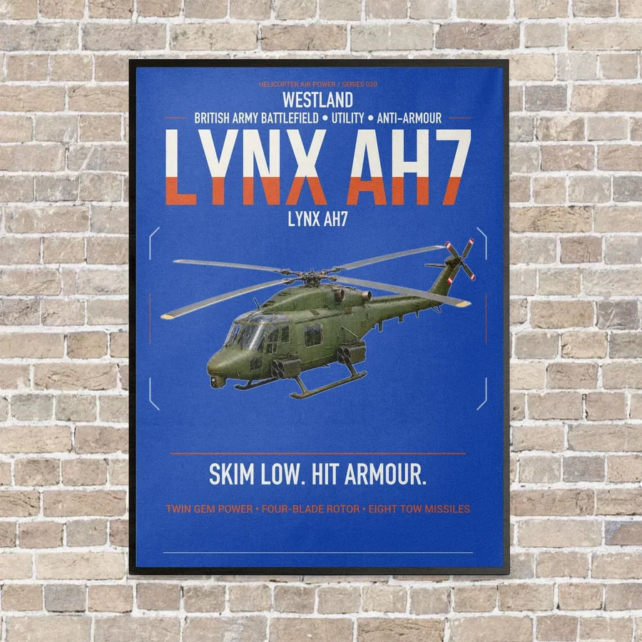 Westland Lynx AH7 vertical canvas print - framed - blue background