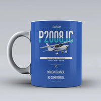 Thumbnail for Tecnam P2008JC NG design on blue ceramic mug, double-side print