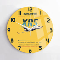 Thumbnail for Bombardier Global Express XRS design on yellow no frame wall clock