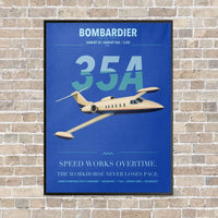 Thumbnail for Bombardier Learjet 35A vertical canvas print - framed - blue background