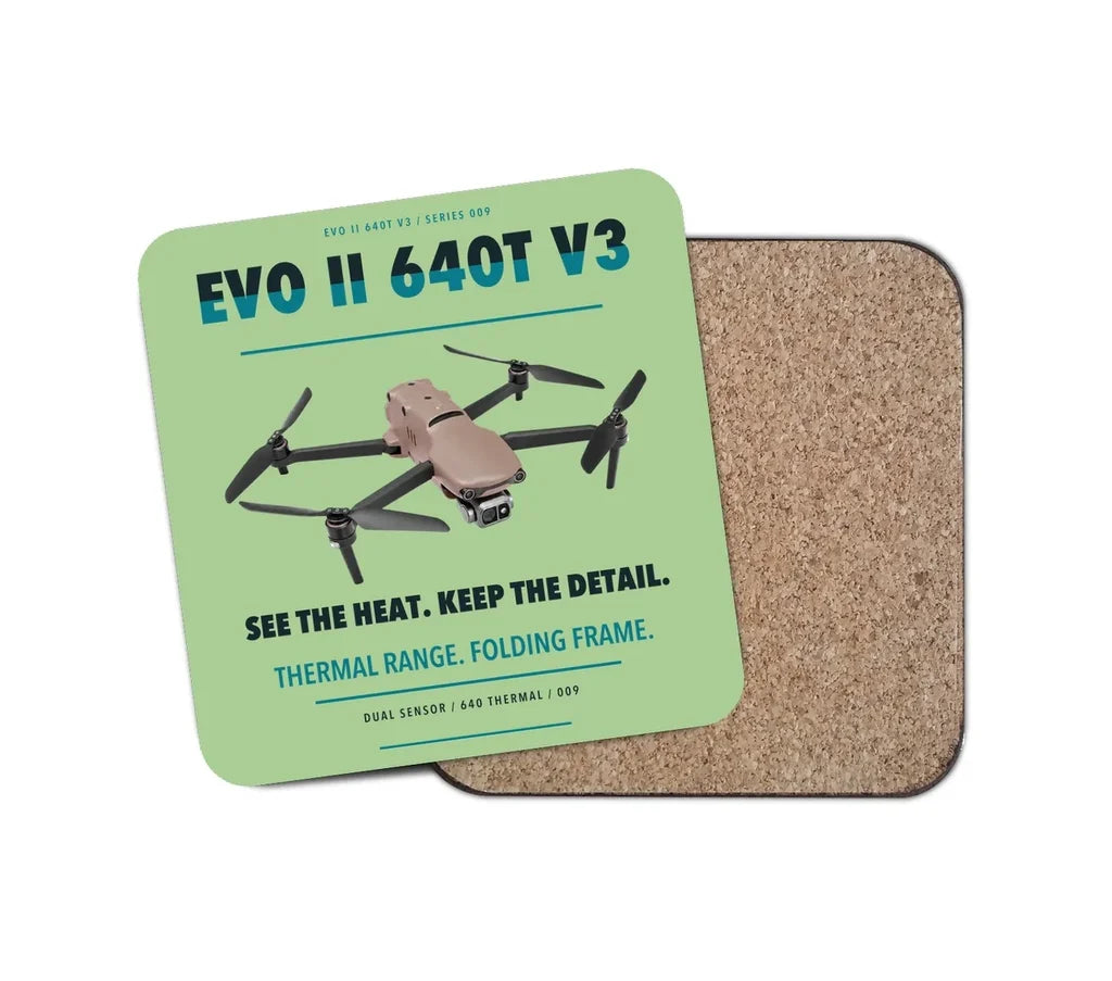 Autel EVO II Dual 640T V3 design on light green 1 piece coaster