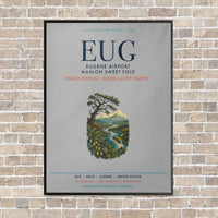 Thumbnail for Eugene Airport Mahlon Sweet Field EUG vertical canvas print - framed - light gray background