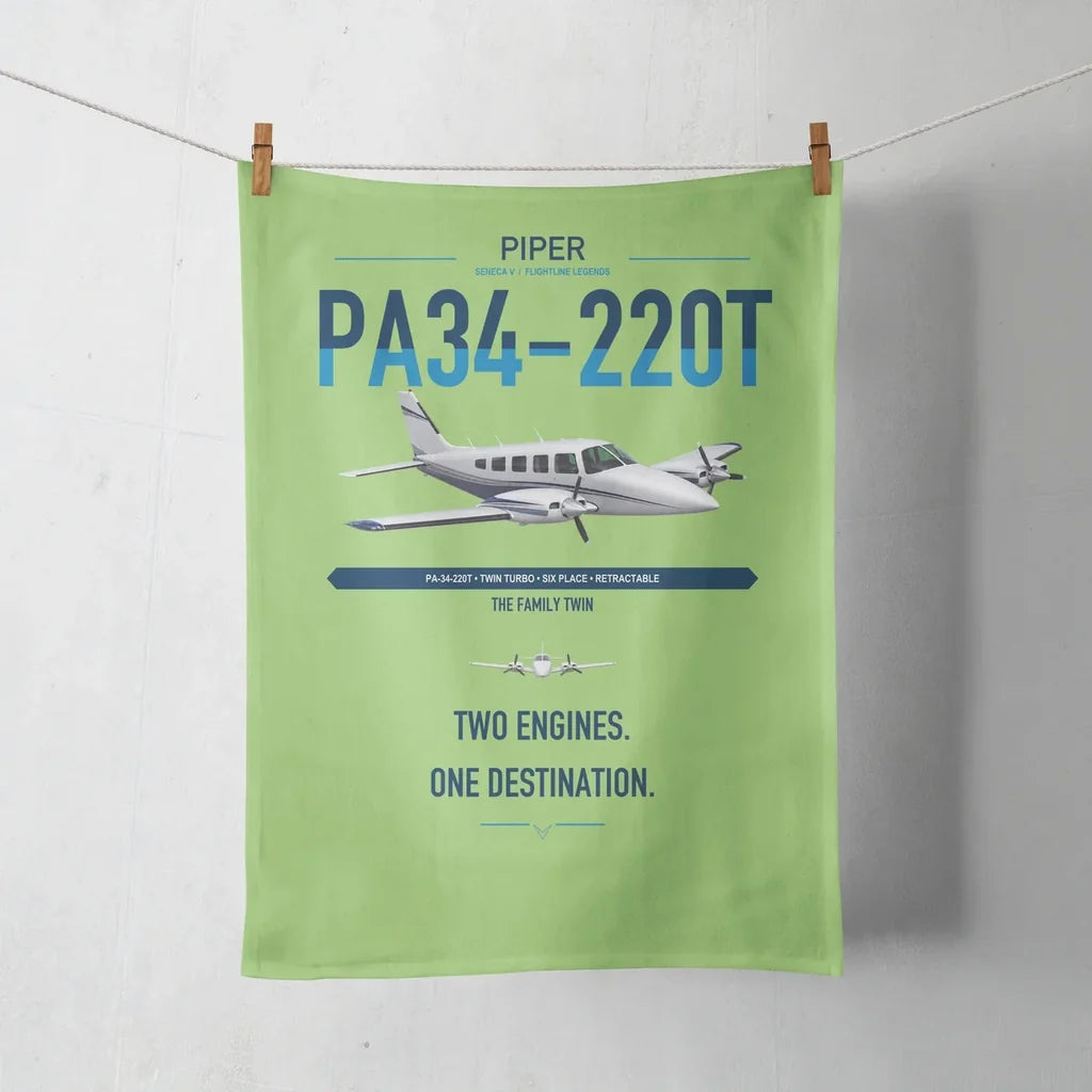 Piper PA-34-220T Seneca V design on light green towel