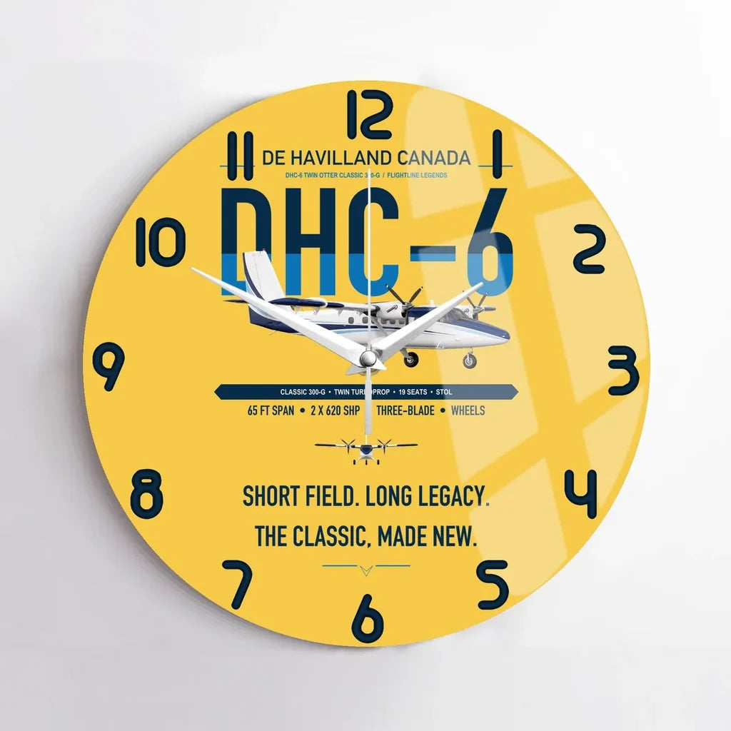 DHC-6 Twin Otter Classic 300-G design on yellow no frame wall clock