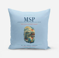 Thumbnail for Minneapolis-Saint Paul International Airport (MSP) design on light blue pillow