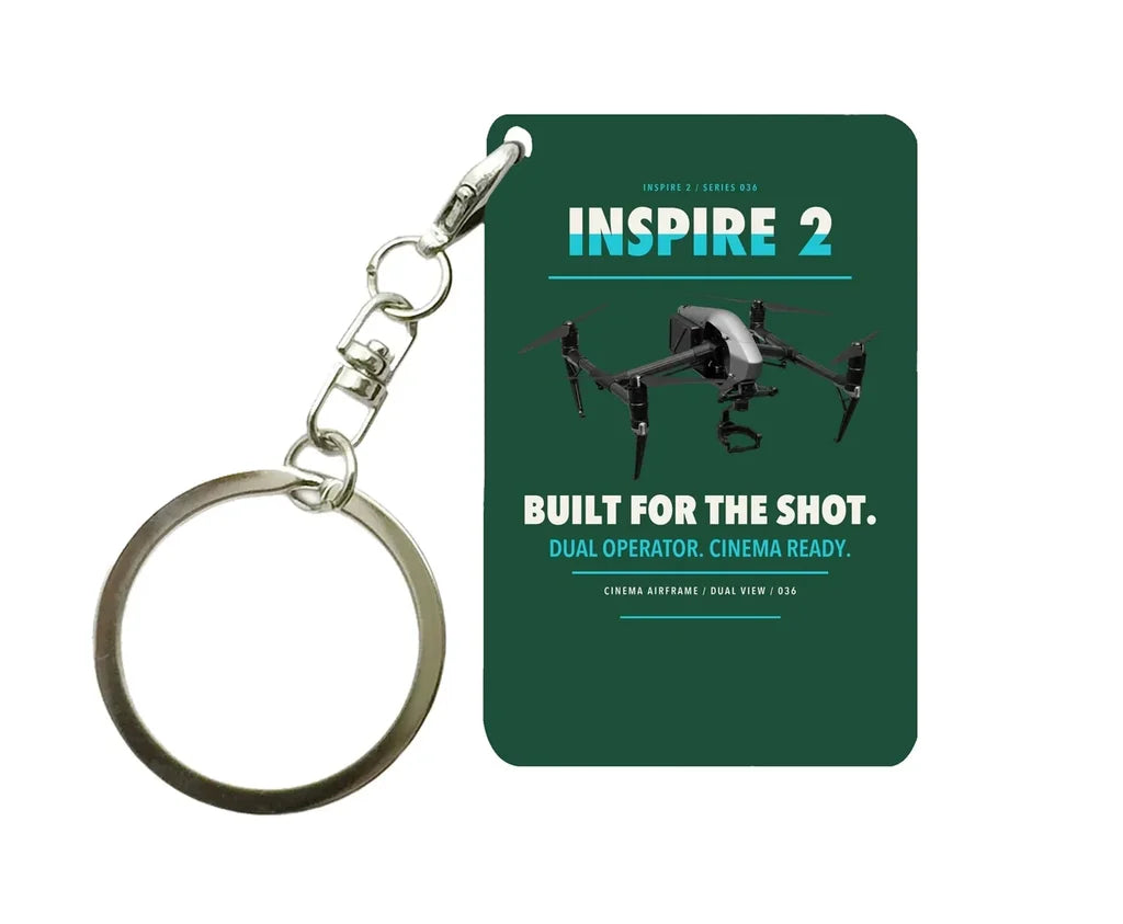 DJI Inspire 2 Key Chain design on dark green key chain