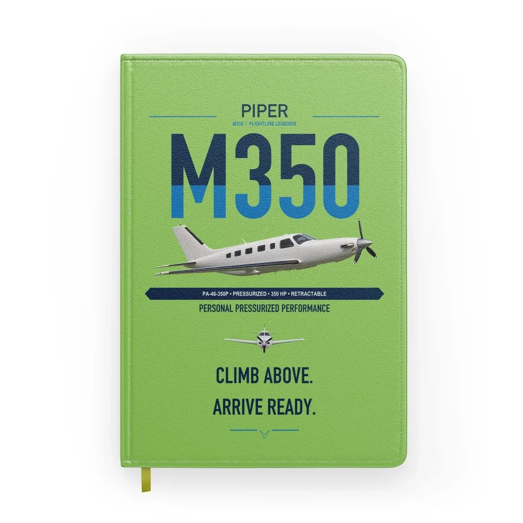 Piper M350 design on light green notebook