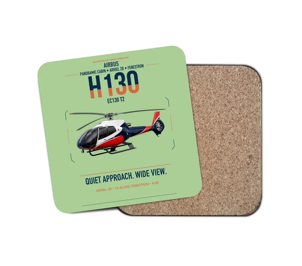 Airbus H130 design on light green 1 piece coaster