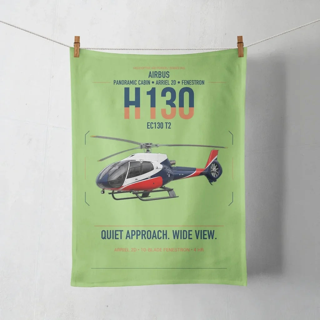 Airbus H130 design on light green towel