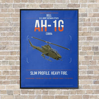 Thumbnail for Bell AH-1G Cobra vertical canvas print - framed - blue background