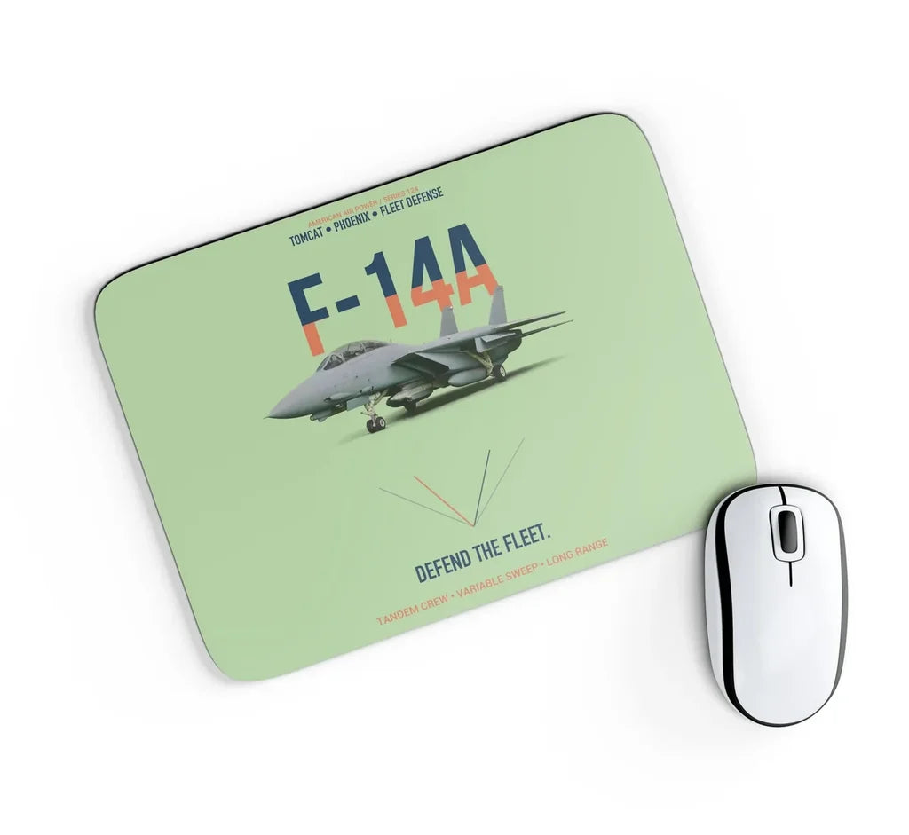 F-14A Tomcat Defend The Fleet design on light green rectangle mouse pad