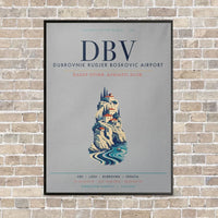 Thumbnail for Dubrovnik Ruđer Bošković Airport DBV vertical canvas print - framed - light gray background