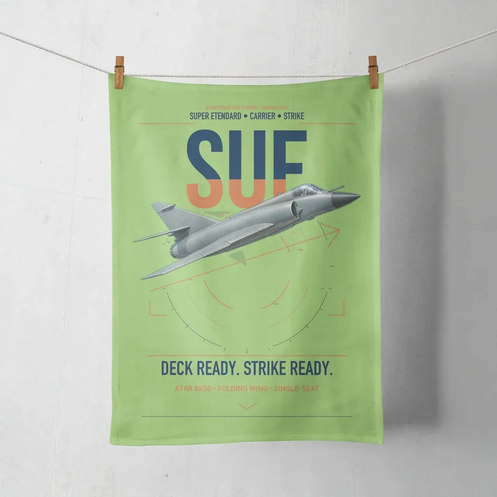 Dassault Super Étendard design on light green towel
