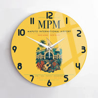Thumbnail for Maputo International Airport (MPM) design on yellow no frame wall clock