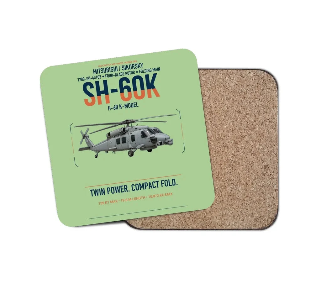 Mitsubishi Sikorsky SH-60K design on light green 1 piece coaster