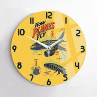 Thumbnail for How Planes Fly V2 design on yellow no frame wall clock