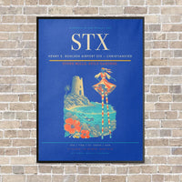 Thumbnail for Henry E. Rohlsen Airport STX — Christiansted vertical canvas print - framed - blue background