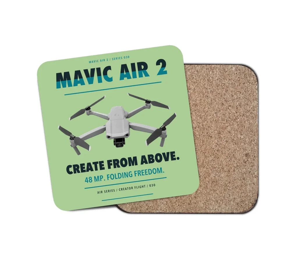 DJI Mavic Air 2 design on light green 1 piece coaster