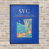 Thumbnail for Stavanger Airport, Sola SVG vertical canvas print - framed - blue background