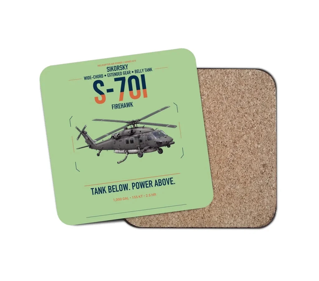 Sikorsky S-70i FIREHAWK design on light green 1 piece coaster