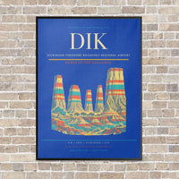Thumbnail for Dickinson Theodore Roosevelt Regional Airport DIK vertical canvas print - framed - blue background