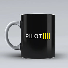 Pilot & Stripes (4 Lines) Ceramic White Mugs