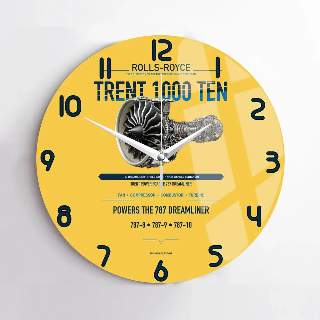 TRENT 1000 TEN design on yellow no frame wall clock