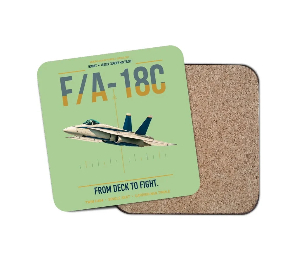F-A-18C Hornet design on light green 1 piece coaster