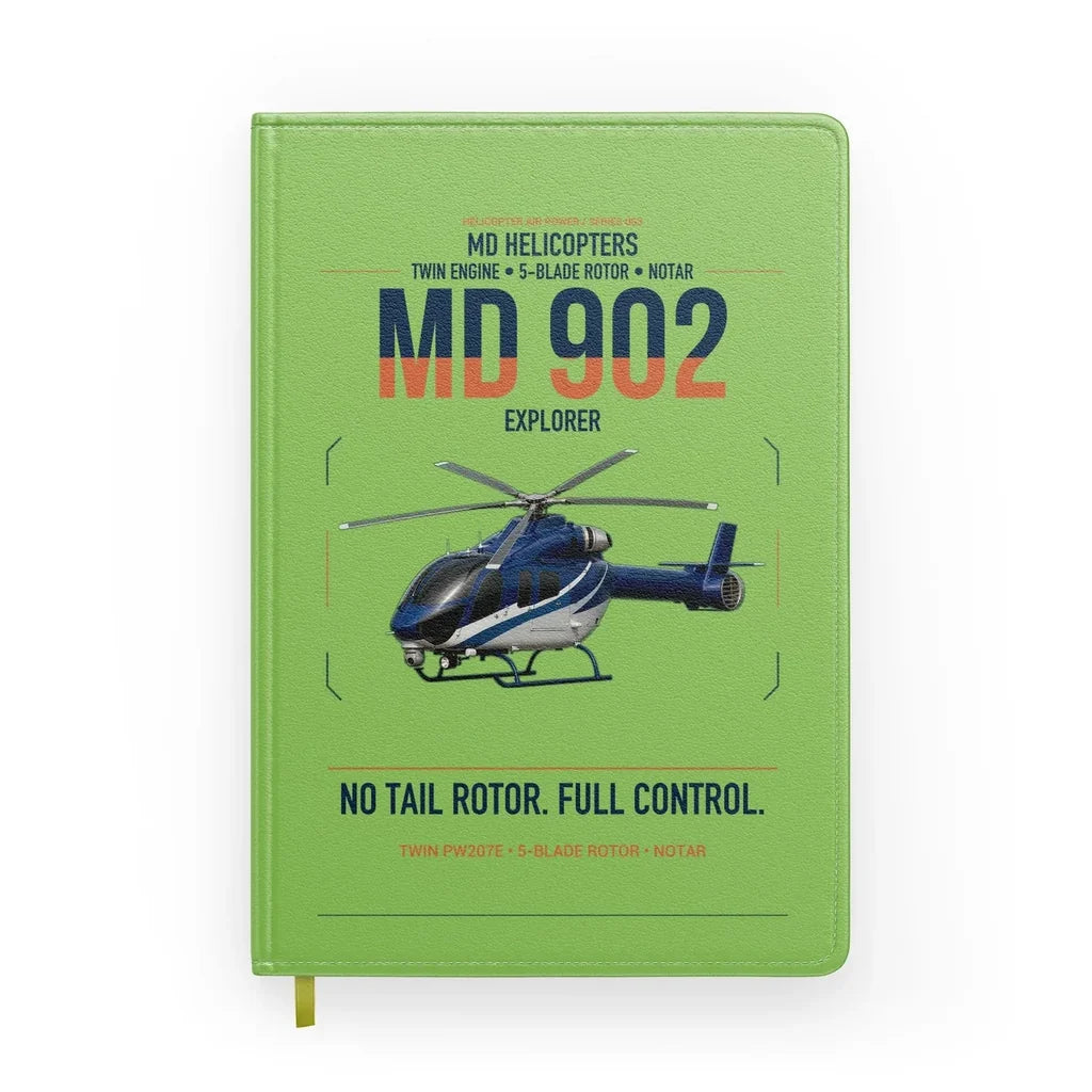 MD Helicopters MD 902 Explorer design on light green notebook