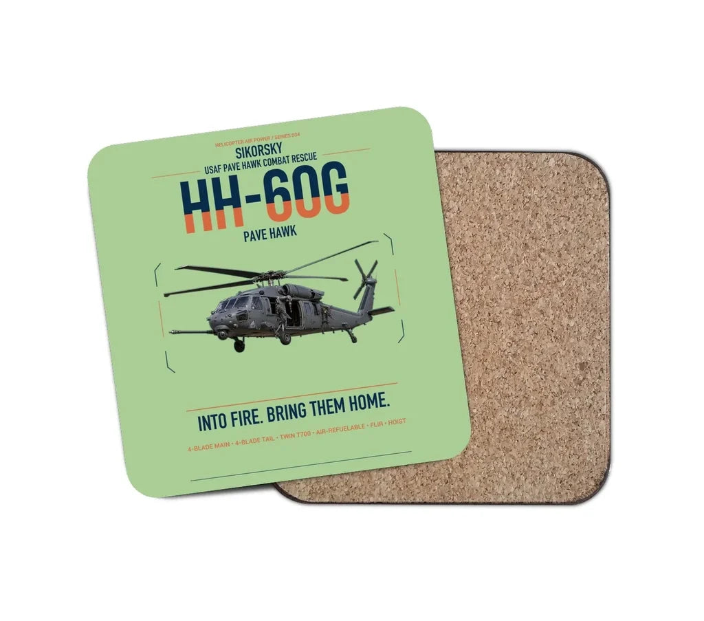 Sikorsky HH-60G Pave Hawk design on light green 1 piece coaster