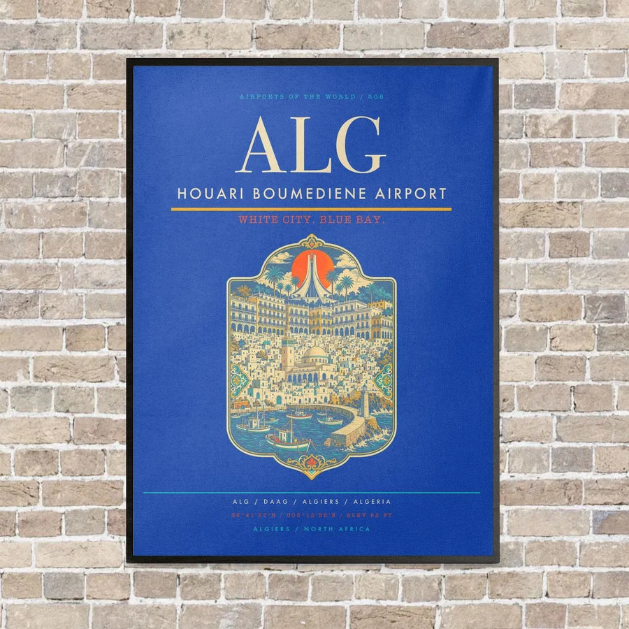 Houari Boumediene Airport ALG - Canvas Framed - Blue