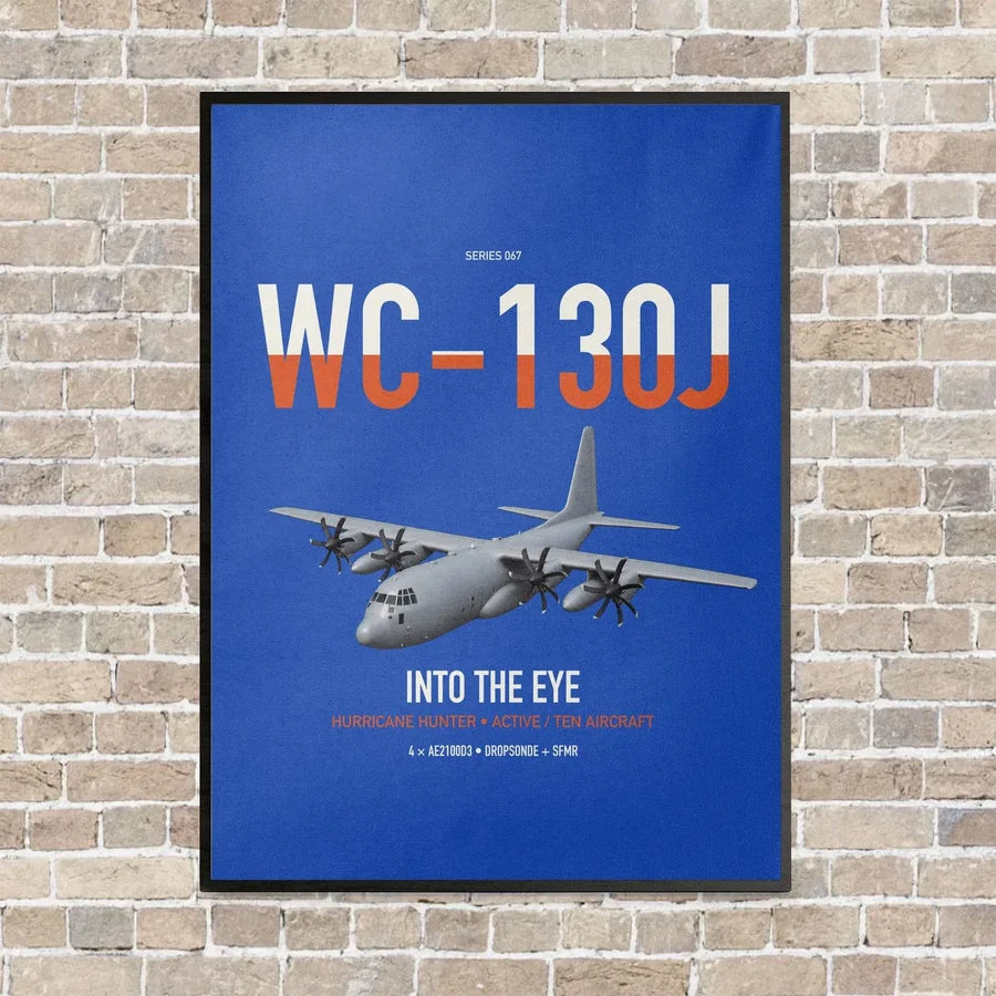 WC-130J Hurricane Hunter vertical canvas print - framed - blue background
