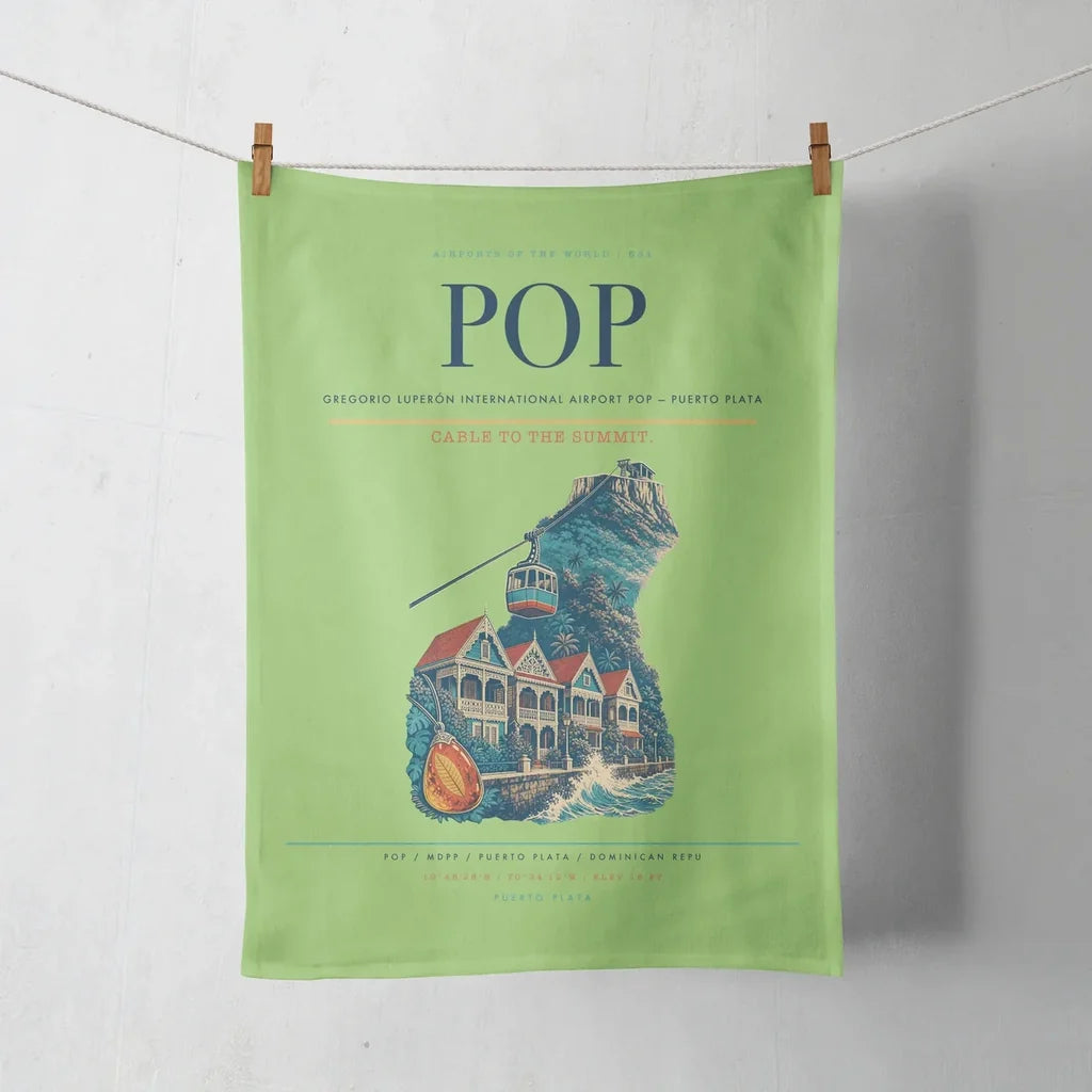 Gregorio Luperón International Airport (POP) design on light green towel