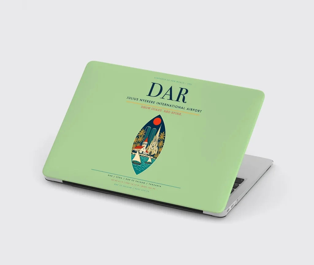 Julius Nyerere International Airport (DAR) design on light green MacBook case