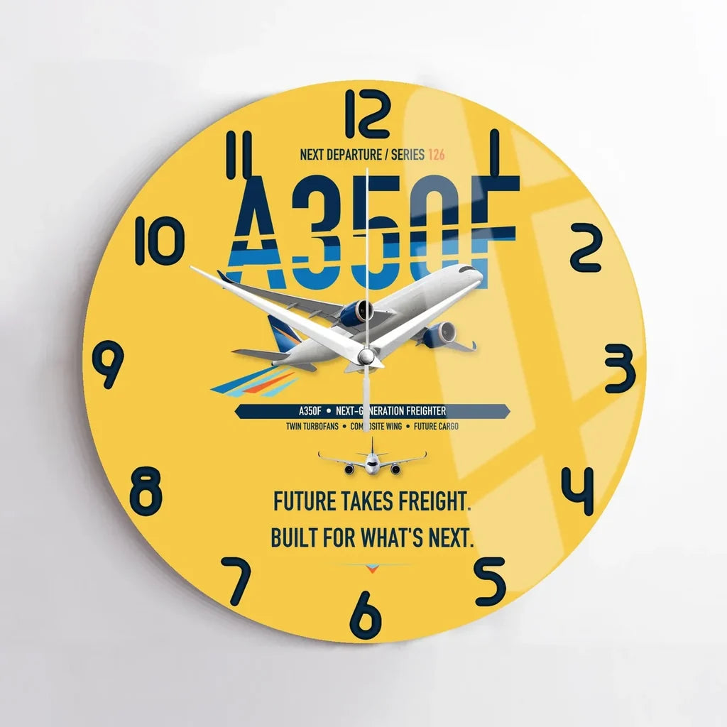 Airbus A350F design on yellow no frame wall clock