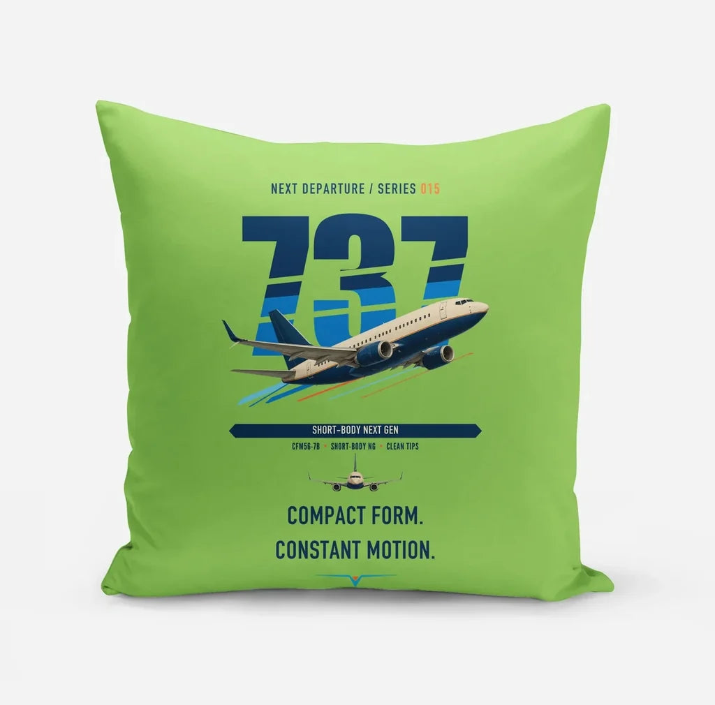 Boeing 737-700 NG design on light green pillow