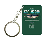 Thumbnail for Daher Kodiak 900 design on dark green designed key chain, double-side print