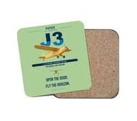 Thumbnail for Piper J-3 Cub design on light green 1 piece coaster