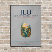 Thumbnail for Iloilo International Airport ILO vertical canvas print - framed - light gray background